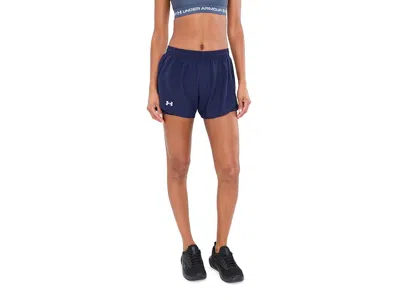 Under Armour Fly By 2-in-1 Shorts Women's Shorts Midnight Navy/midnight Navy/reflective: Sm (us 4-6), Polyester In Blue