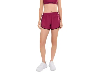 Under Armour Fly By Shorts Women's Shorts Claret/ox Blood/reflective: Md (us 8-10), Polyester In Purple