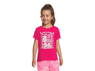 Under Armour Folklore Bear T-shirts (big Kid) Girl's T Shirt Shaded Fuchsia : Xl (18-20 Big Kid), Cotton/polyeste