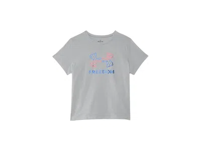 Under Armour Freedom Foil Short Sleeve T-shirt (big Kid) Girl's Clothing Mod Gray Light Heather/royal : Sm (8 Big