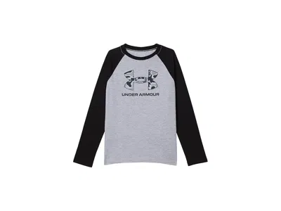 Under Armour Frogskin Raglan T-shirts (big Kid) Boy's Workout Mod Gray : Lg (14-16 Big Kid), Cotton/polyester