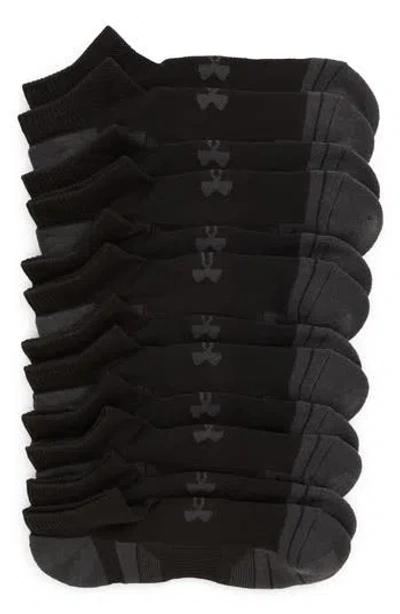 Under Armour Gender Neutral 6-pack Performance Ankle Socks In Black / Black / Jet Gray