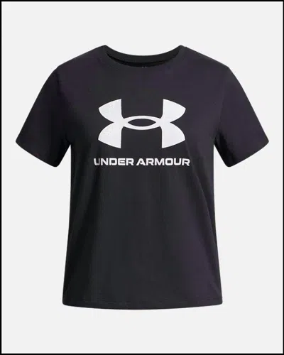Under Armour Kids' Girl's Big Logo Short Sleeve T Shirt In Black/white