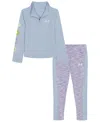 Under Armour Girls 2t-6x Quarter Zip Long-sleeve Top And Leggings, 2-piece Set In Blue