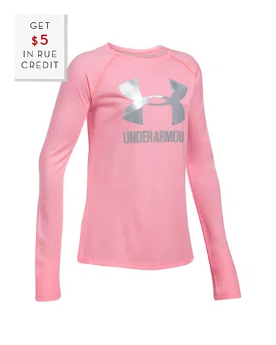 Under Armour Girls' Big Logo Slash Long Sleeve With $5 Rue Credit In Pink
