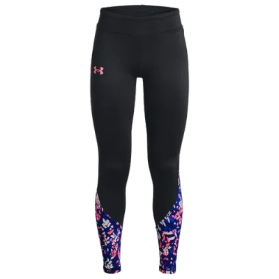 Under Armour Kids' Girls   Cold Weather Novelty Leggings In Black/pink Punk