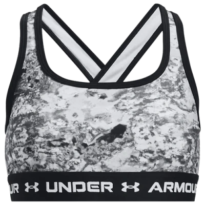 Under Armour Kids' Girls   Crossback Mid Printed In Pitch Gray/white