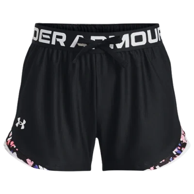 Under Armour Kids' Girls   Play Up Tri Color Shorts In Black/white