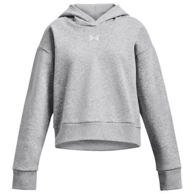 Under Armour Girls   Rival Fleece Crop Hoodie In Mod Gray/white