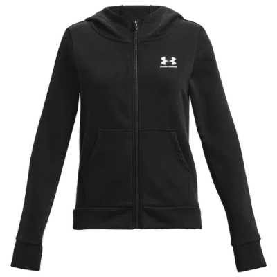 Under Armour Kids' Girls   Rival Fleece Full-zip Hoodie In Black/white