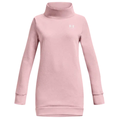 Under Armour Kids' Girls   Rival Fleece Funnel Tunic In Prime Pink/white