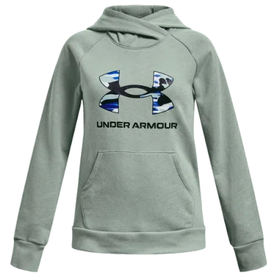 Under Armour Kids' Girls   Rival Fleece Hoodie In Opal Green/midnight Navy