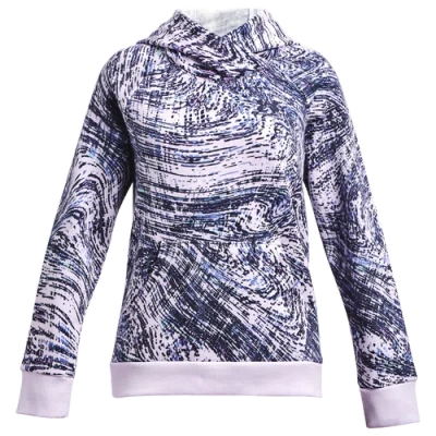 Under Armour Kids' Girls   Rival Fleece Printed Hoodie In Violet Void/midnight Navy