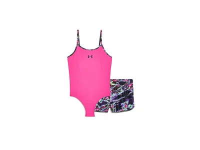 Under Armour Heat Flare Set (big Kid) Girl's Swimwear Sets Rebel Pink: 12 Big Kids In Animal Print