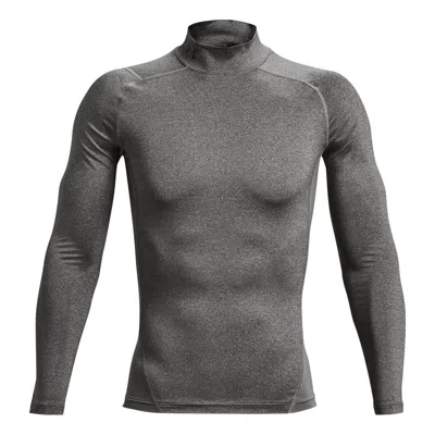 Under Armour Heatgear Compression Mock T-shirt 'carbon Heather Black' In Gray