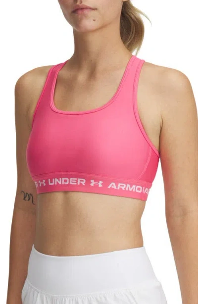 Under Armour Heatgear® Mid Cross Back Sports Bra In Pink