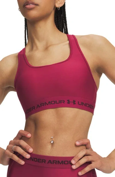 Under Armour Heatgear® Mid Cross Back Sports Bra In Burgundy