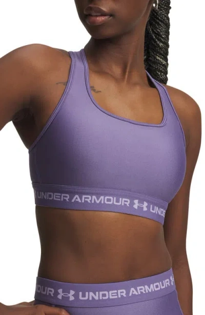 Under Armour Heatgear® Mid Cross Back Sports Bra In Metallic