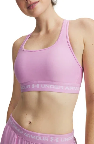 Under Armour Heatgear® Mid Cross Back Sports Bra In Pink