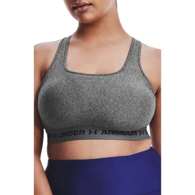 Under Armour Heatgear® Mid Crossback Heather Sports Bra In Gray