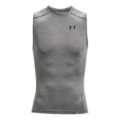 Under Armour Heatgear Sleeveless Shirt 'carbon Heather Black' In Gray