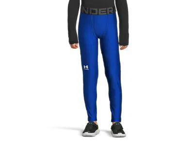 Under Armour Heatgear(r) Armour Leggings (big Kids) Boy's Casual Pants Royal/white : Sm (8 Big Kid), Polyester/el In Blue