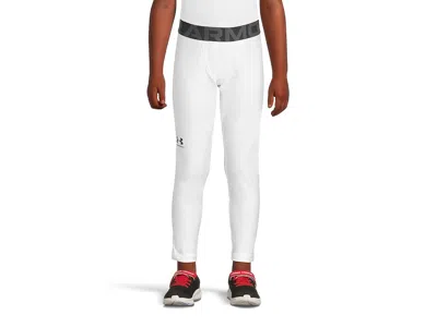 Under Armour Heatgear(r) Armour Leggings (big Kids) Boy's Casual Pants White/black : Xs (7 Big Kid), Polyester/el