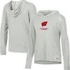Under Armour Heather Gray Wisconsin Badgers Tri-blend Breezy Long Sleeve Hoodie T-shirt In Gray