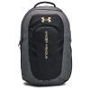 Under Armour Hustle 6.0 Pro Backpack In Black Full Heather/black/metallic Gold