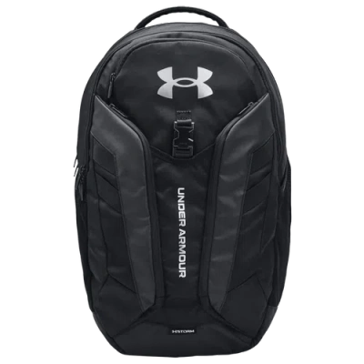 Under Armour Hustle Pro Backpack In Metallic Silver/black/black