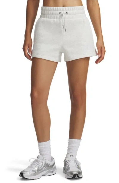 Under Armour Icon Cotton Blend Fleece Drawstring Shorts In White