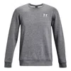 Under Armour Icon Fleece Crew Sweatshirt 'pitch Grey Medium Heather' In Gray