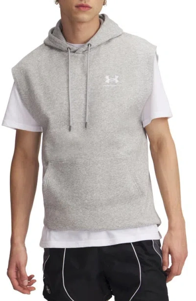 Under Armour Mens  Icon Fleece Sleeveless Hoodie In Mod Gray/white