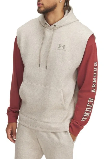Under Armour Mens  Icon Fleece Sleeveless Hoodie In Timberwolf Taupe/timberwolf Taupe