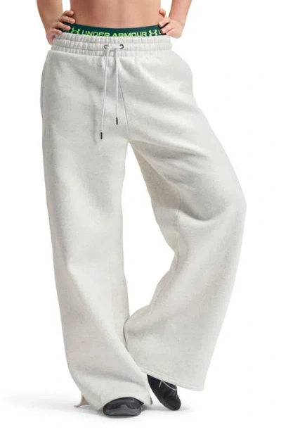 Under Armour Icon Fleece Wide Leg Sweatpants In White