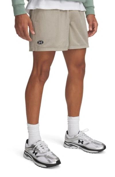 Under Armour Mens  Essential Mesh Shorts In Timberwolf Taupe/white