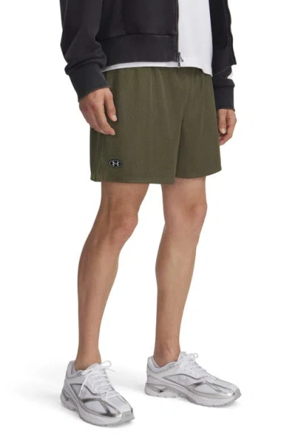 Under Armour Mens  Essential Mesh Shorts In Marine Od Green/white