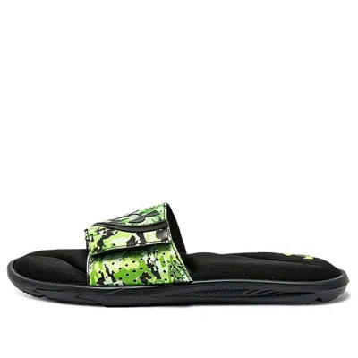 Under Armour Ignite 6 Graphic Strap Slide 'black Green Citrine Camo' In Multi