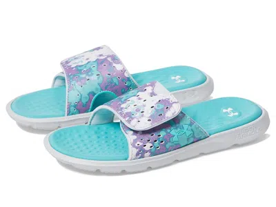 Under Armour Ignite 7 Slide (little Kid/big Kid) Boy's Shoes Halo Gray/radial Turquoise/radial Turquoise : 5 Big  In Animal Print
