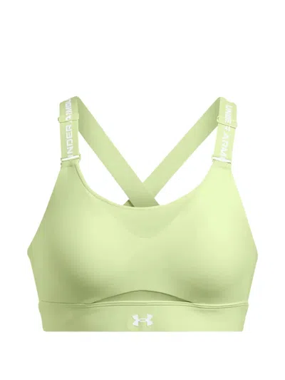 Under Armour 인피니티 2.0 로고 프린트 스포츠 브라 In Green