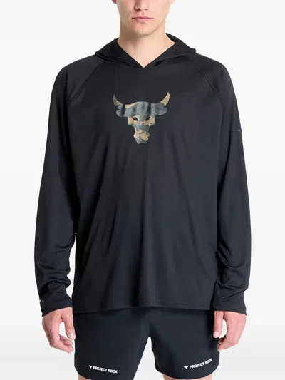 Under Armour Isochill Camouflage-print Hoodie In Black
