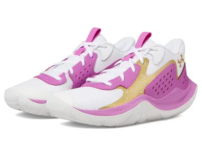 Under Armour Jet '23 Basketball Shoe (big Kid) Kid's Shoes White/vivid Magenta/metallic Gold : 7 Big Kid M, Synth
