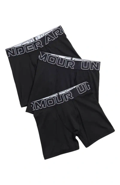 Under Armour Kids' 3-pack Performance Tech Boxer Briefs In Black