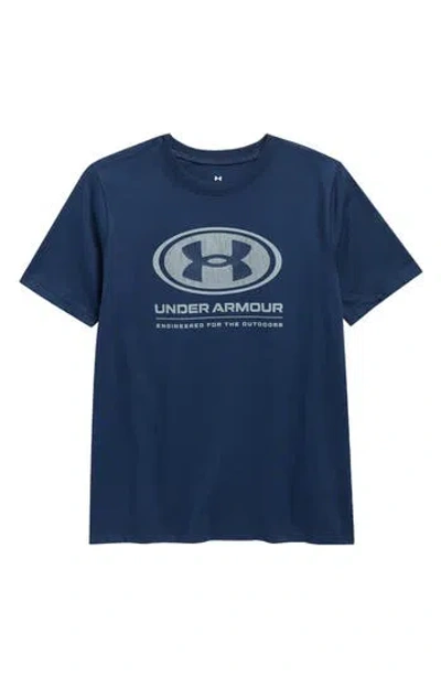 Under Armour Kids' Bark Text Logo T-shirt In Blue