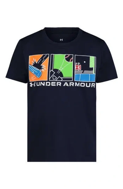 Under Armour Kids' Baseball Comic Performance T-shirt In Midnight Navy