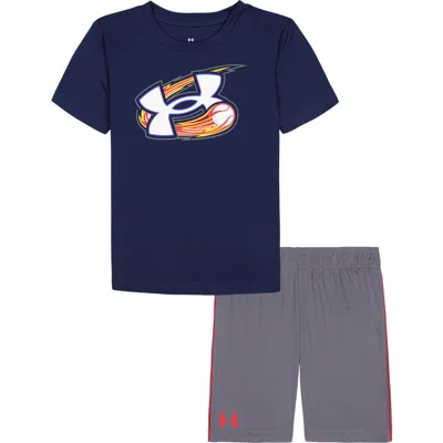 Under Armour Kids' Basketball Graphic T-shirt & Shorts Set In Blue