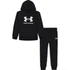 Under Armour Boys 2t-7 2-piece Big Logo Hoodie And Joggers Set In Black