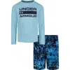 Under Armour Kids' Bio Molecular Two-piece Rashguard Swimsuit Set In Stream