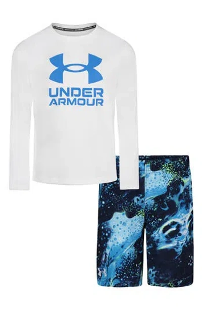 Under Armour Kids' Biomolecular Sun Protection Tee & Swim Trunks Set In White