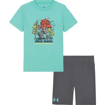 Under Armour Kids' Bucky Fishing Graphic T-shirt & Shorts Set In Prism Green